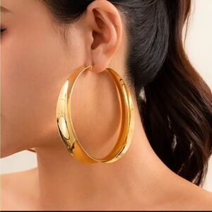 Exaggerated Gold Hoop Earrings